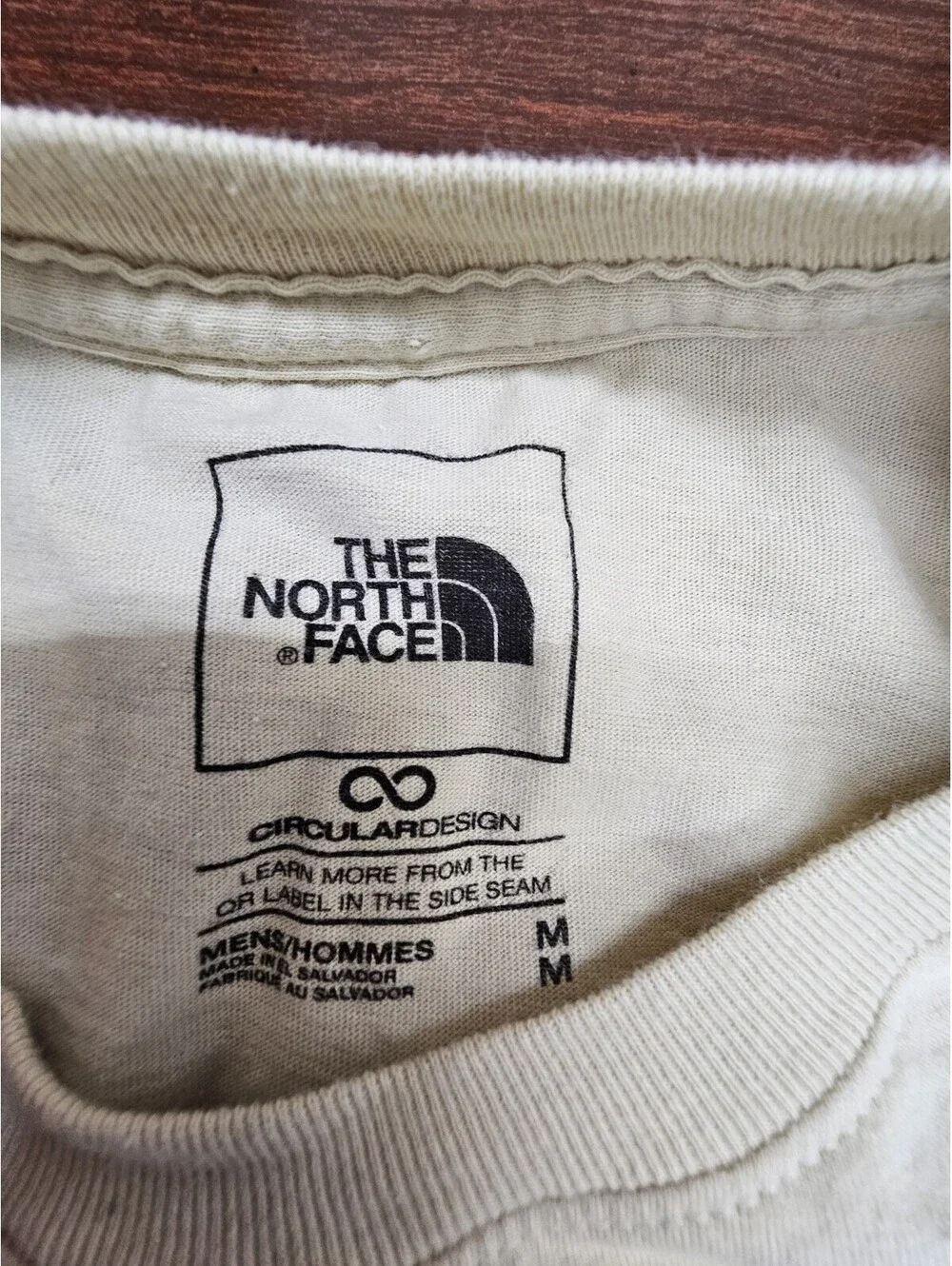 North Face Shirt Mens M Beige Big Logo Graphic Tee T-Shirt Outdoor Hiking